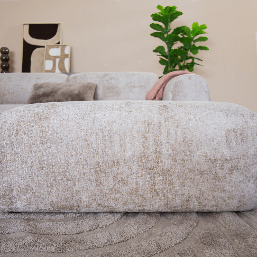 Banken-Ecksofa Sand Chenille Stoff - 272x170 cm - Shane - rechts -Dimehouse