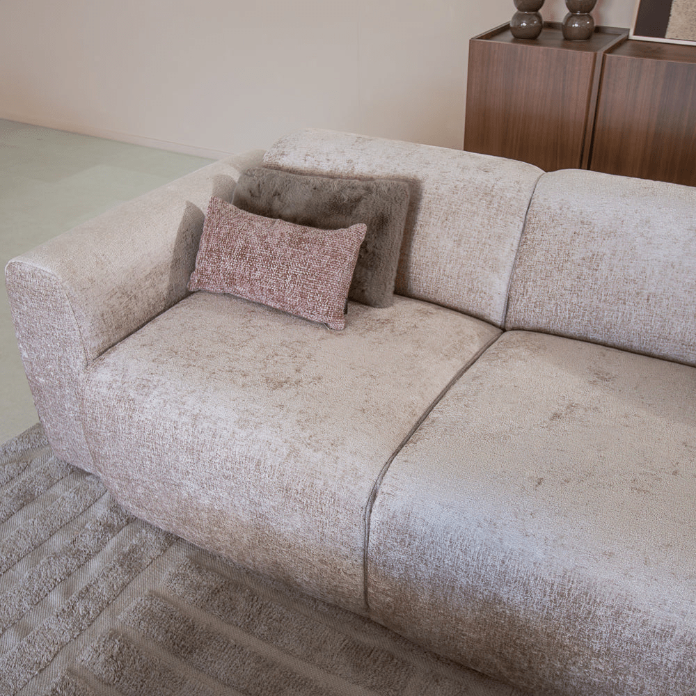 Banken-Ecksofa Sand Chenille Stoff - 272x170 cm - Shane - rechts -Dimehouse