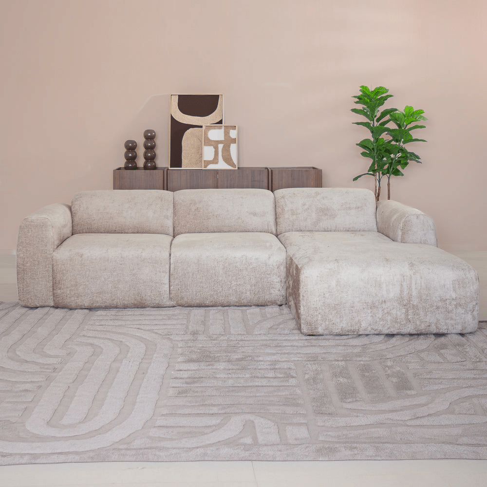 Banken-Ecksofa Sand Chenille Stoff - 272x170 cm - Shane - rechts -Dimehouse