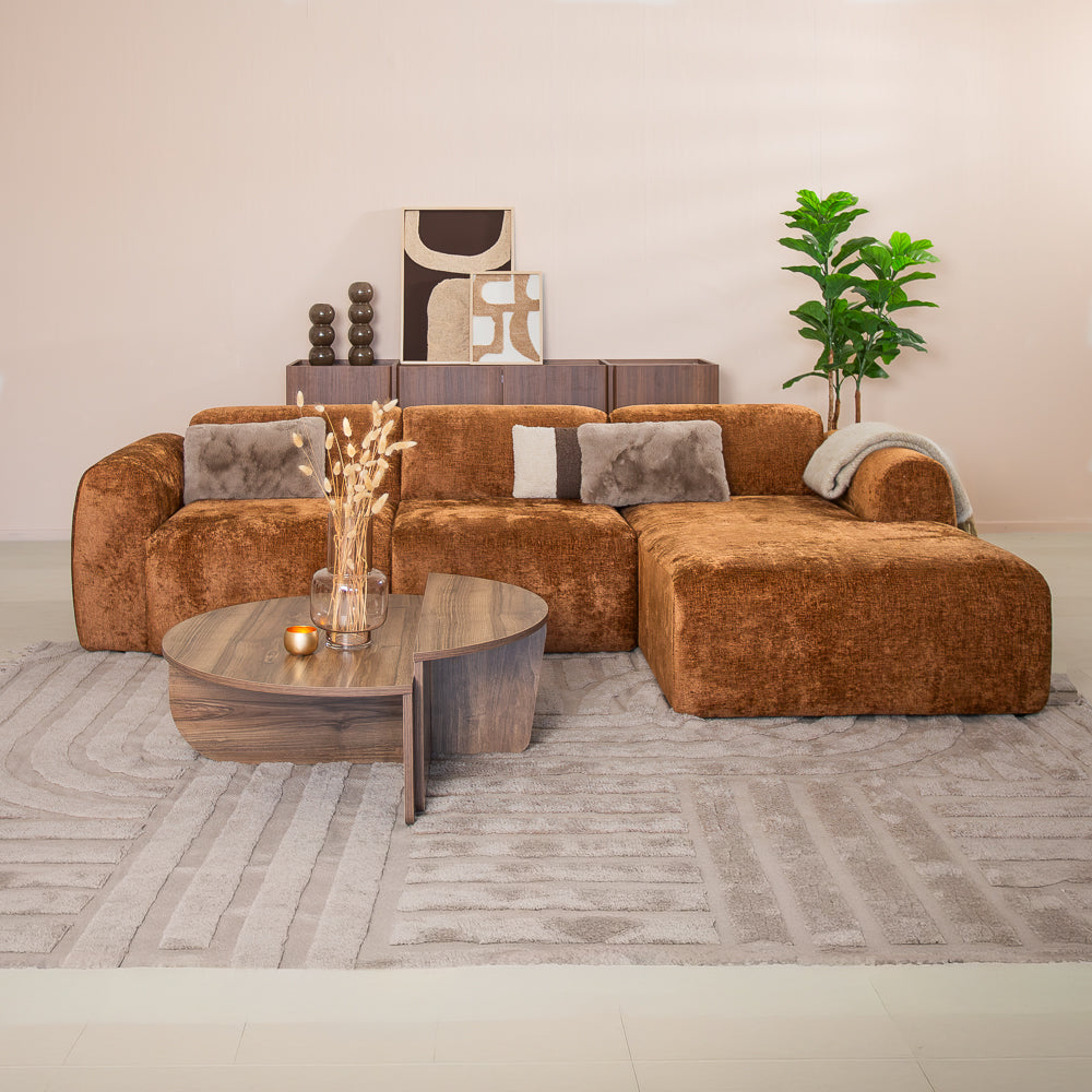 Ecksofa Ocker Chenille Stoff - 292x169 cm - Shane - rechts