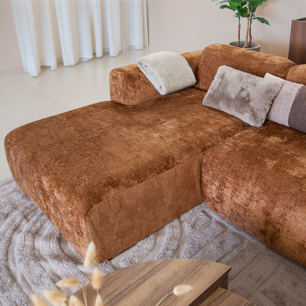Ecksofa Ocker Chenille Stoff - 292x169 cm - Shane - links
