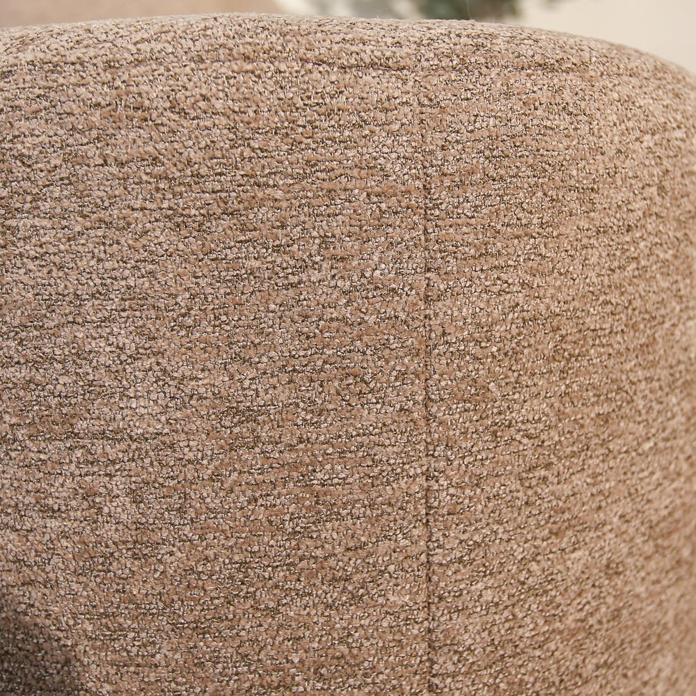 Poefs-Ronde poef taupe chenille bouclé - 40x40x35 cm - Veya-Dimehouse