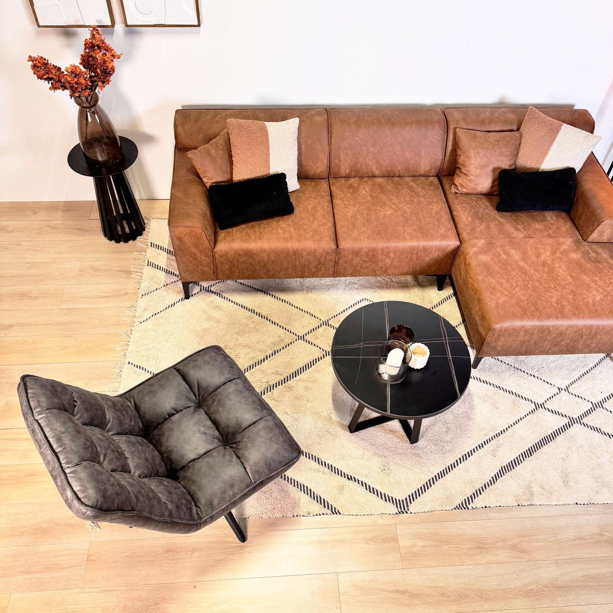 Drehsessel Yuki Anthrazit Öko-Leder 360° Drehbar