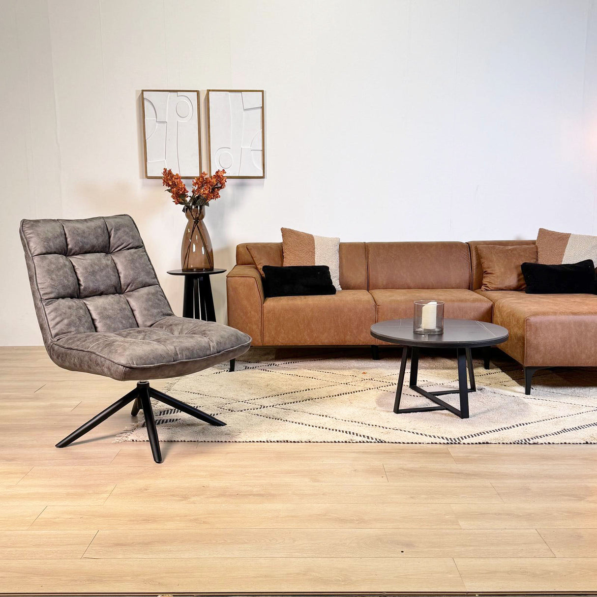 Drehsessel Yuki Anthrazit Öko-Leder 360° Drehbar