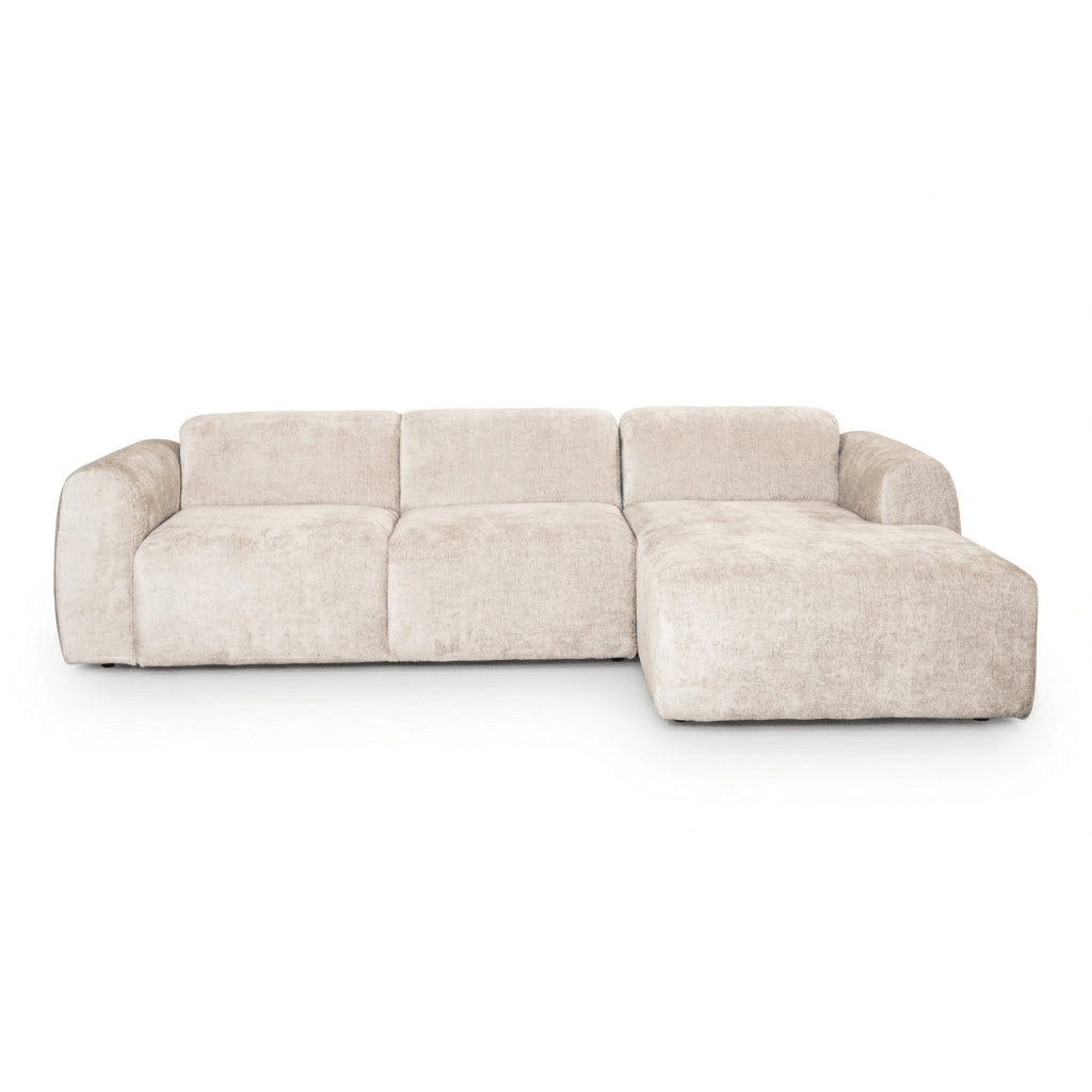 Banken-Hoekbank beige chenille stof - 292x170 cm - Shane - rechts-Dimehouse