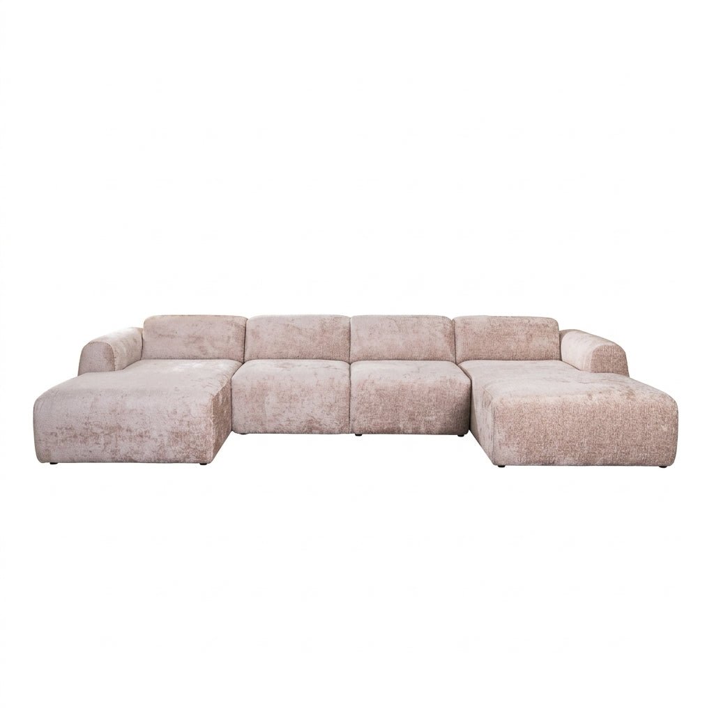 Banken-U-bank zand chenille stof - 342x165 cm - Shane-Dimehouse
