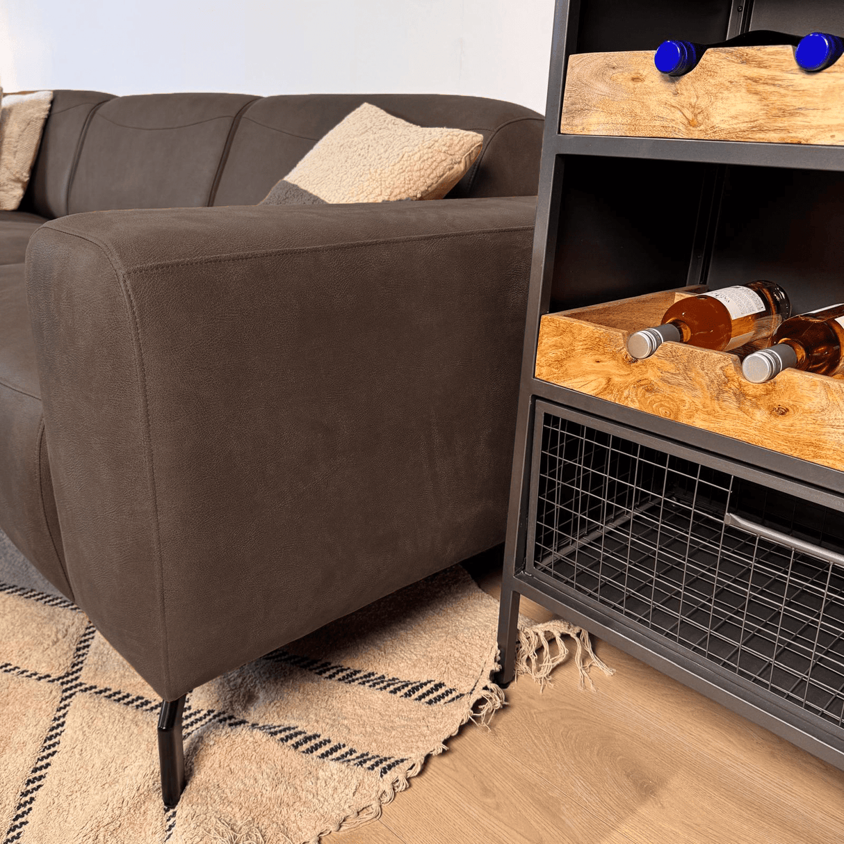 Ecksofa anthrazit robust eco-leder Barin - links