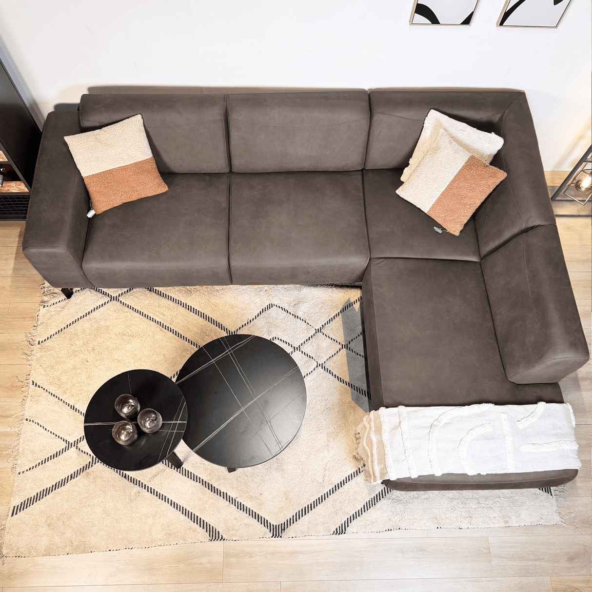 Ecksofa anthrazit robust Eco-Leder Barin - rechts