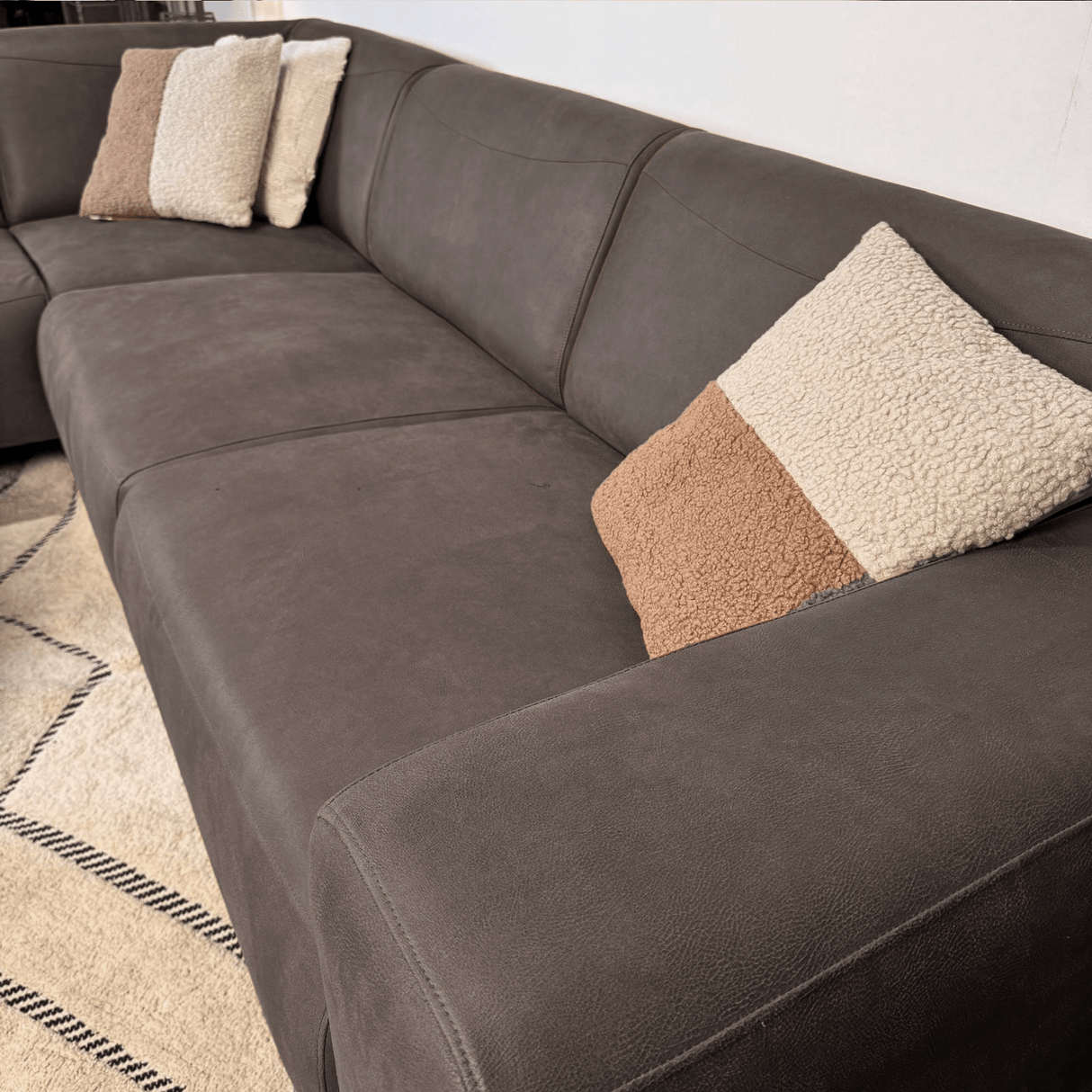 Ecksofa anthrazit robust eco-leder Barin - links