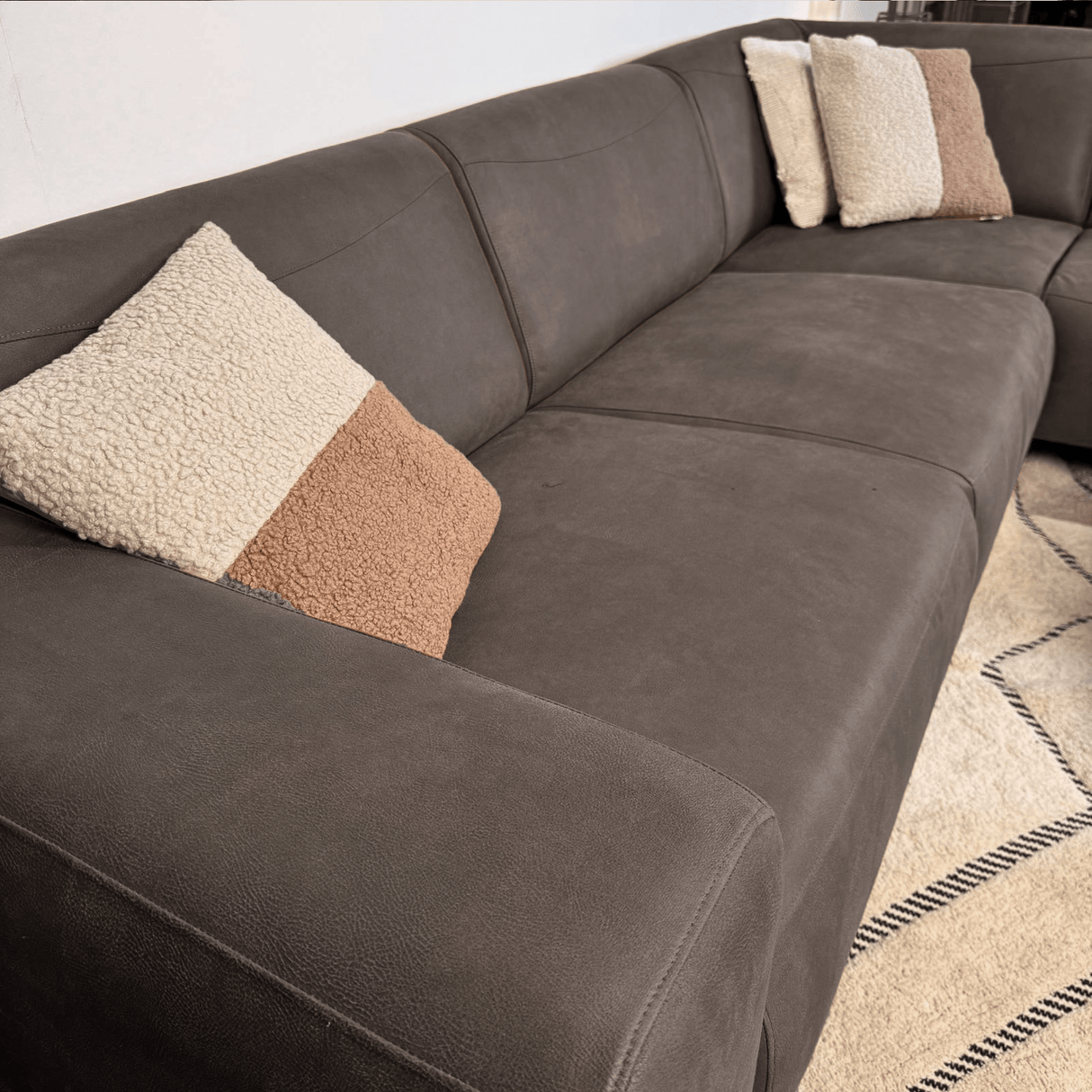 Ecksofa anthrazit robust Eco-Leder Barin - rechts