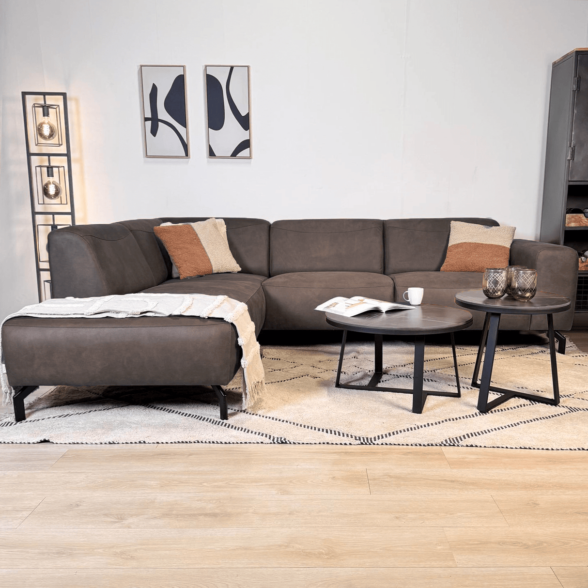 Ecksofa anthrazit robust eco-leder Barin - links