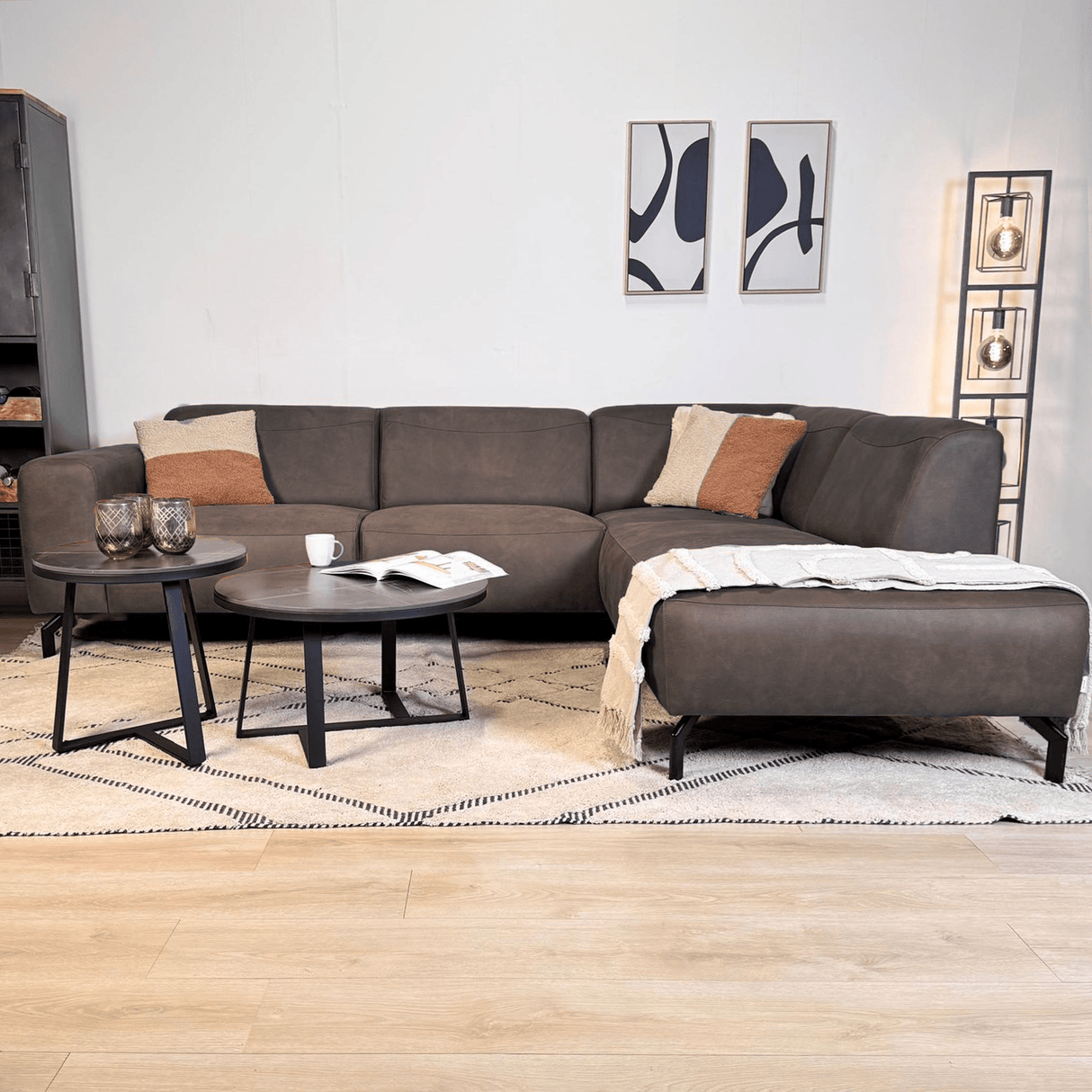 Ecksofa anthrazit robust Eco-Leder Barin - rechts