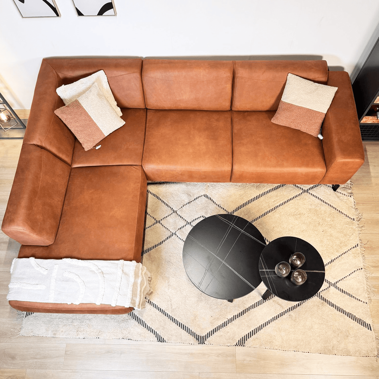 Ecksofa Cognac Ruboost Eco-Leder Barin - links