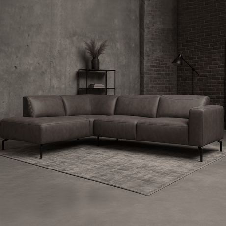 Ecksofa anthrazit robust eco-leder Barin - links
