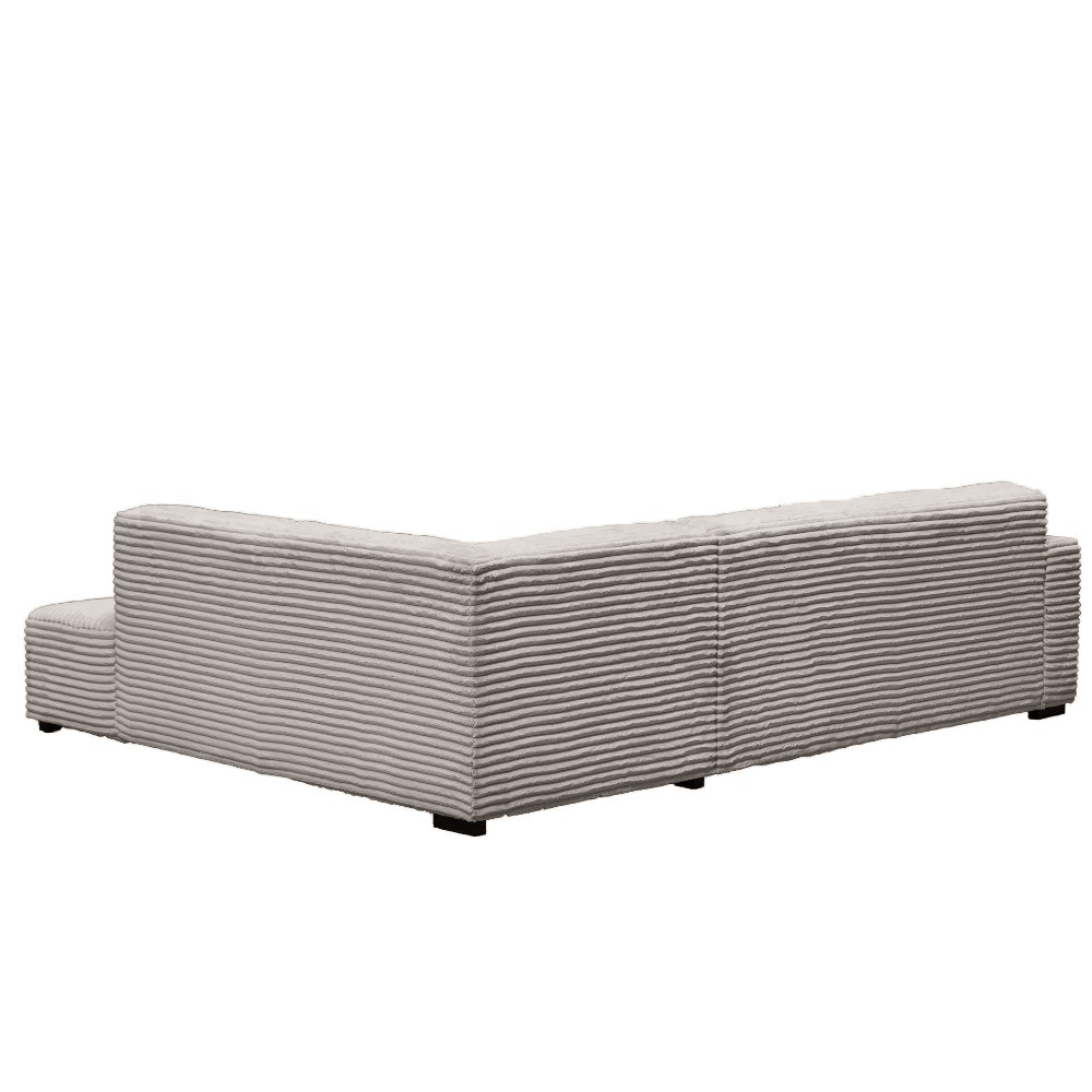 Ecksofa beige super weiches Rippstoff Gavi - rechts