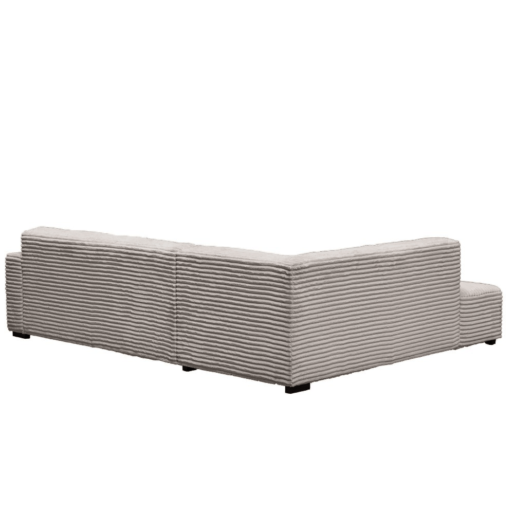 Ecksofa beige super weicher Rippenstoff Gavi - links