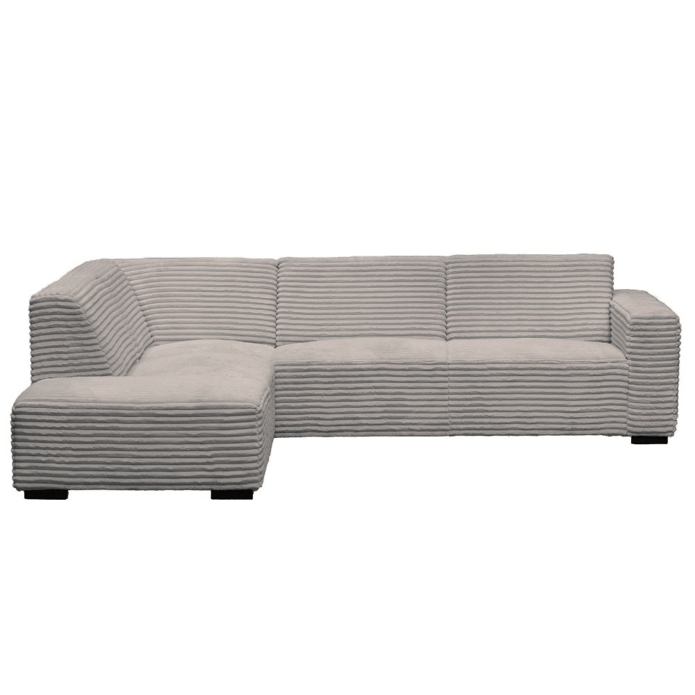 Ecksofa beige super weicher Rippenstoff Gavi - links