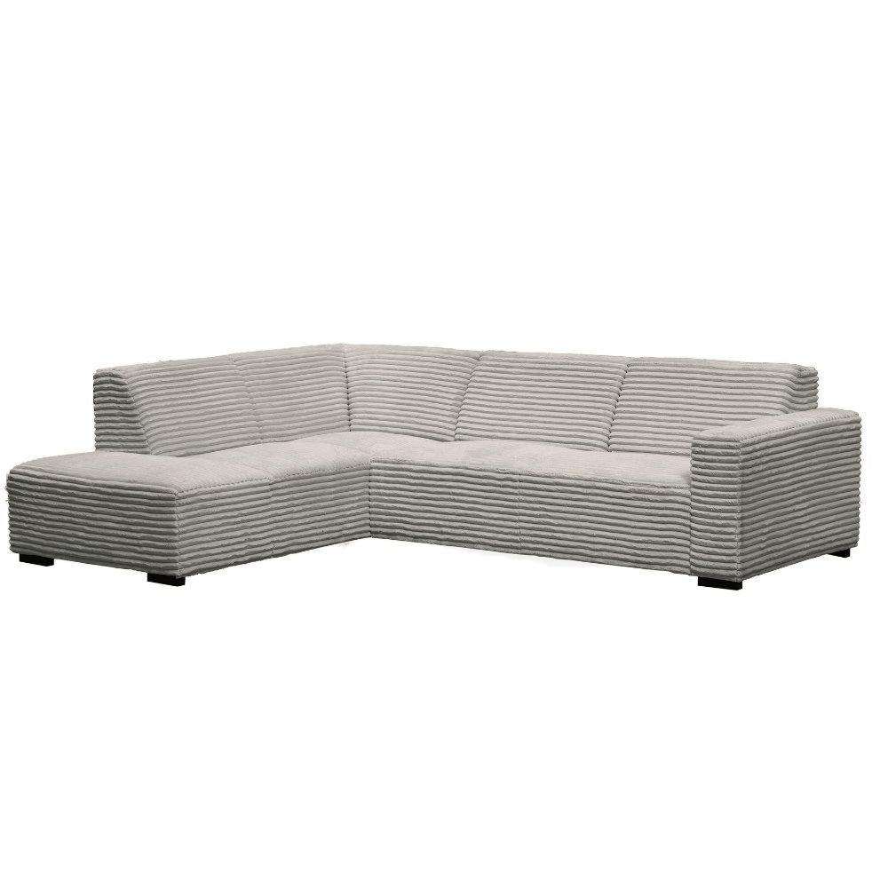 Ecksofa beige super weicher Rippenstoff Gavi - links
