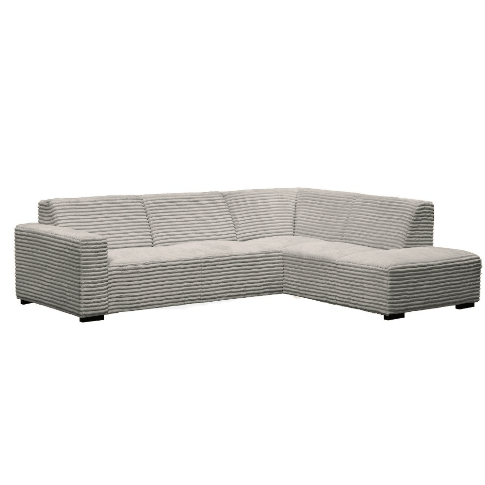 Ecksofa beige super weiches Rippstoff Gavi - rechts