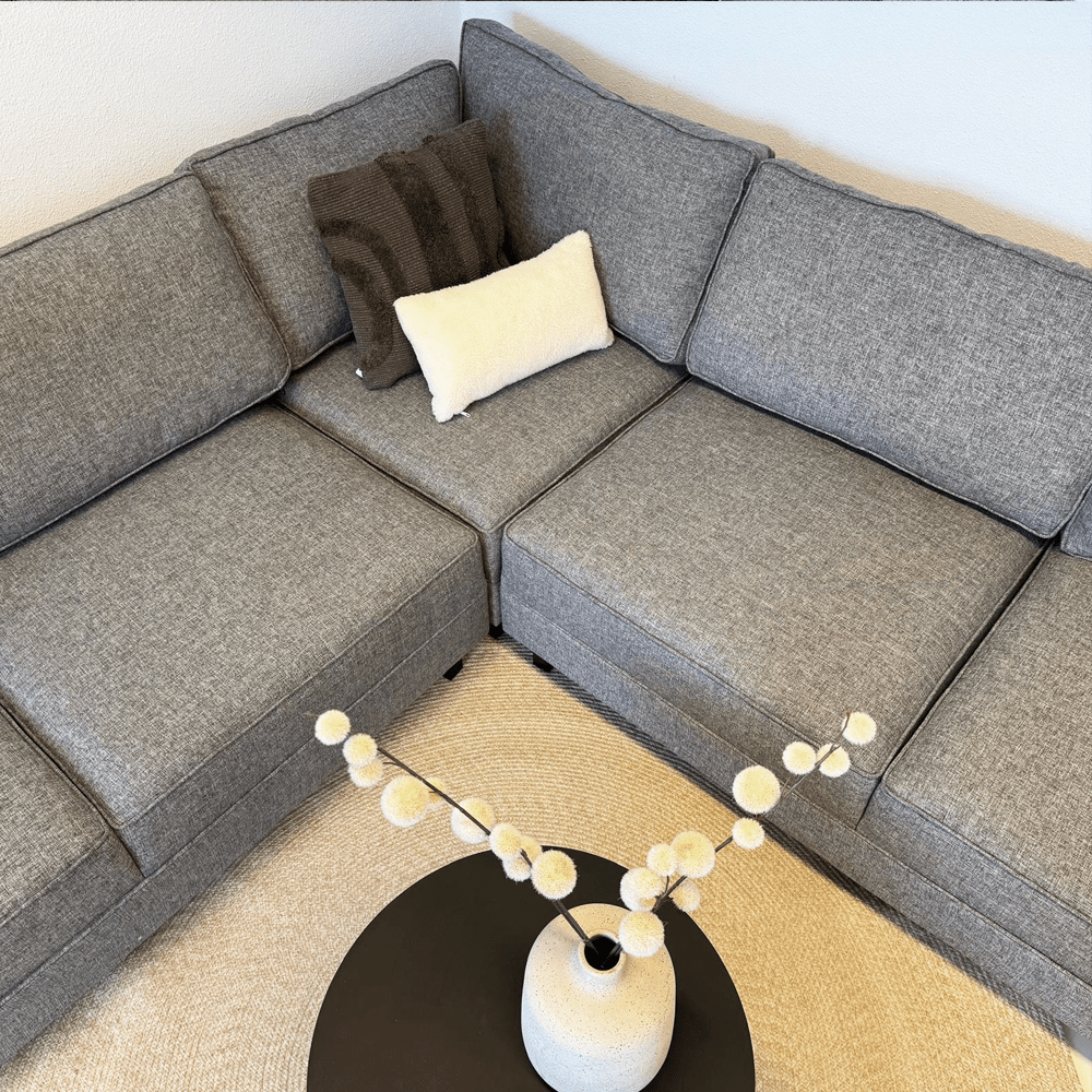 Ecksofa Bare Fabric Grey – fünf Personen