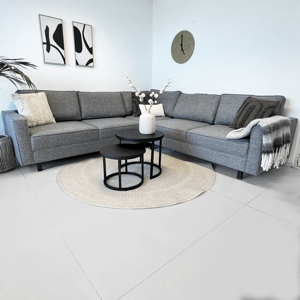 Ecksofa Kale Stoff Grau - fünf Personen