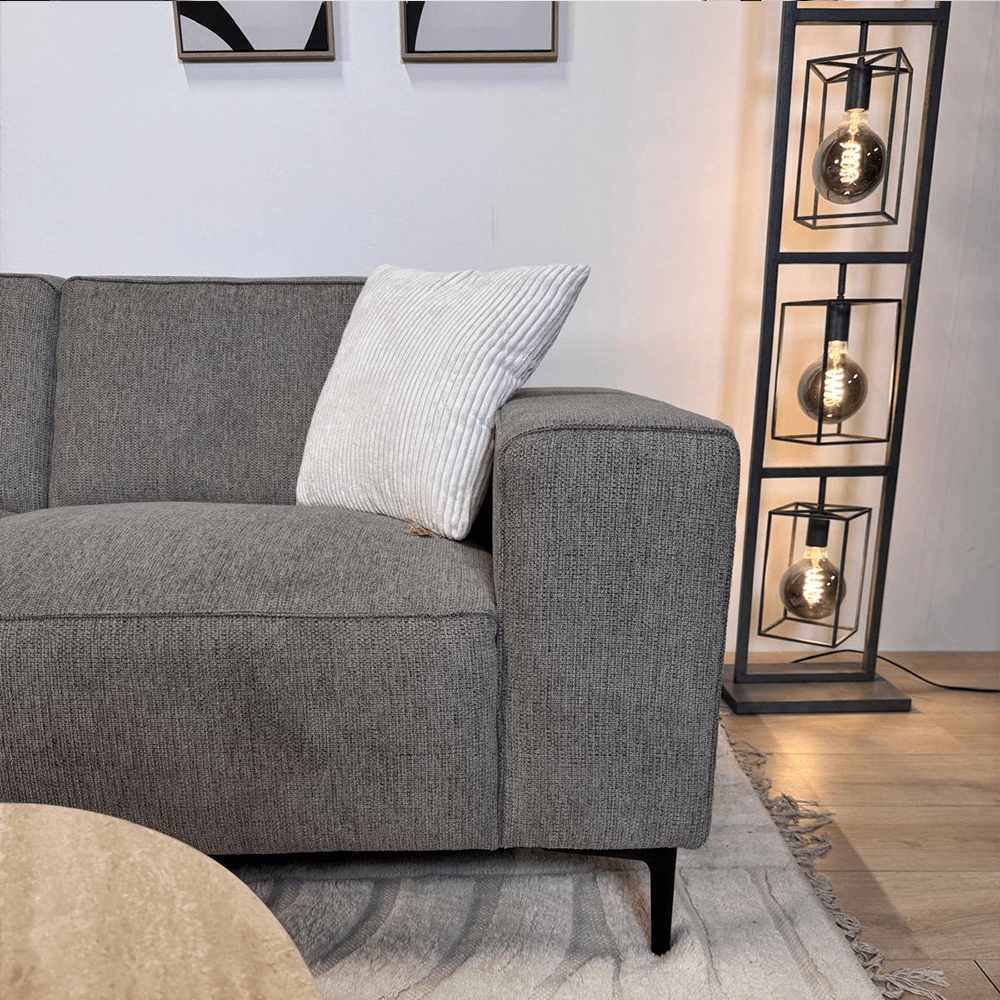 Ecksofa taupe Chenille gestickt Ravi – links