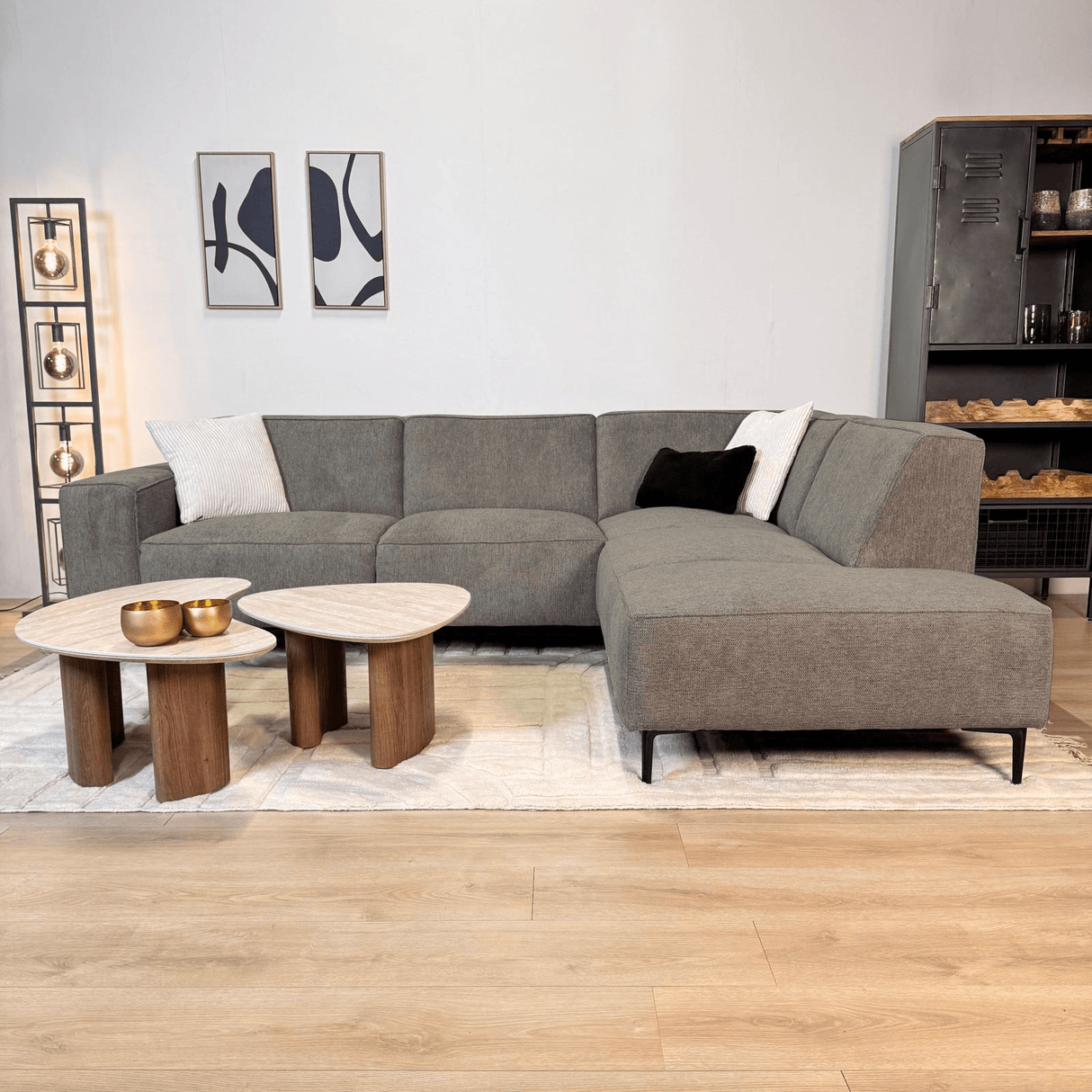 Ecksofa Taupefarbenes Chenille-meliertes Ravi – rechts