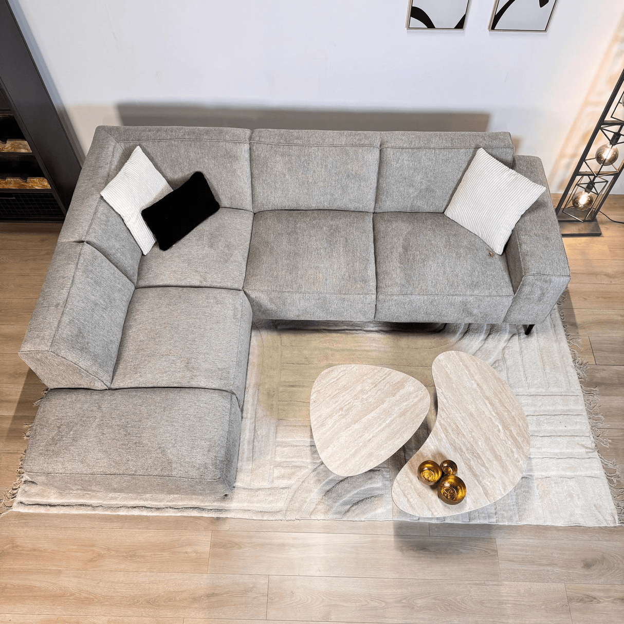 Ecksofa Grauer Chenille-melierter Ravi – Links