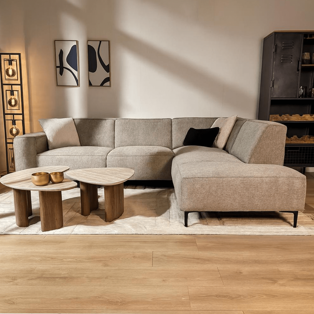 Ecksofa grau Chenille gemustert Ravi – rechts