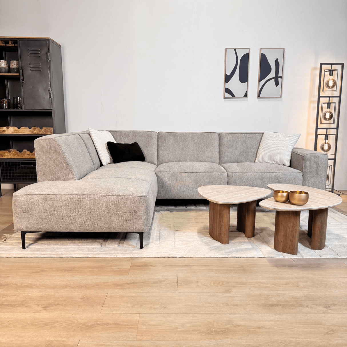 Ecksofa grau Chenille gemarkt Ravi – Links