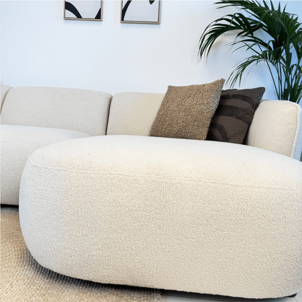 Ecksofa organische Form Creme Locken Sophie - rechts