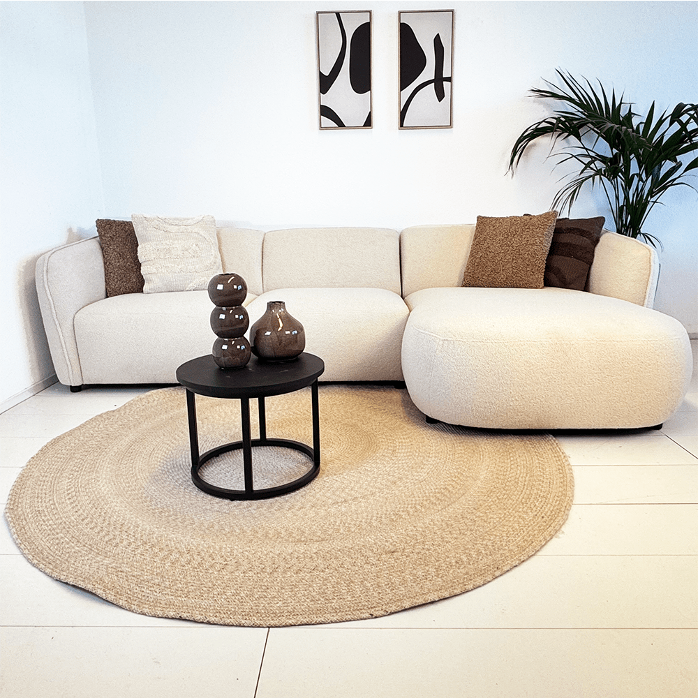 Ecksofa organische Form Creme Locken Sophie - rechts