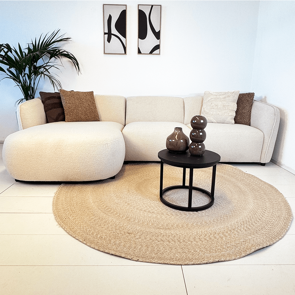 Ecksofa organische Form Creme Locken Sophie - links