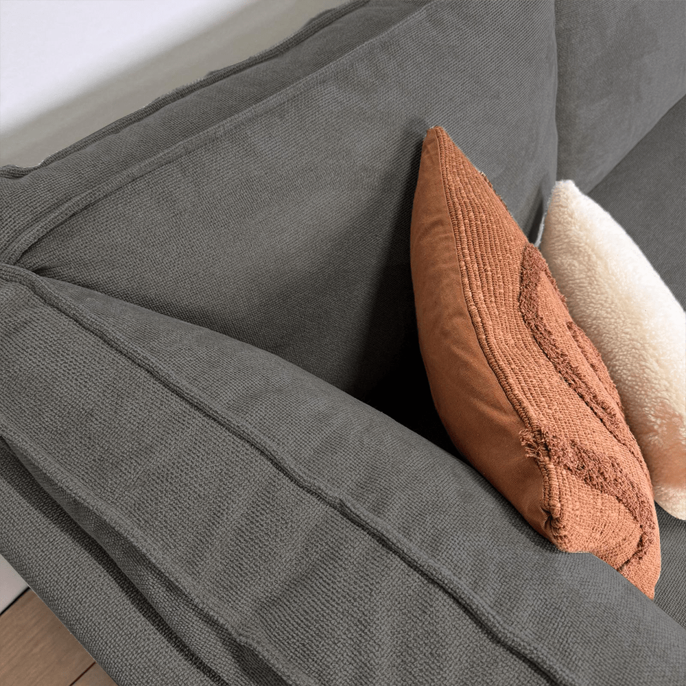 Ecksofa mit Chaiselongue in Anthrazit Chenille Yara - links