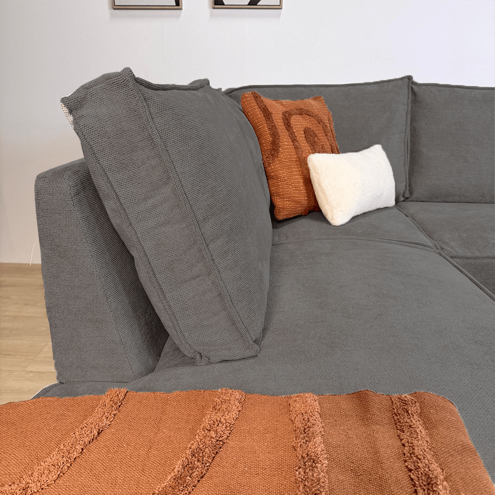 Ecksofa mit Chaiselongue in Anthrazit Chenille Yara - links