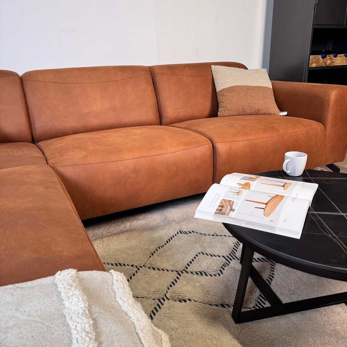 Ecksofa Cognac Ruboost Eco-Leder Barin - links