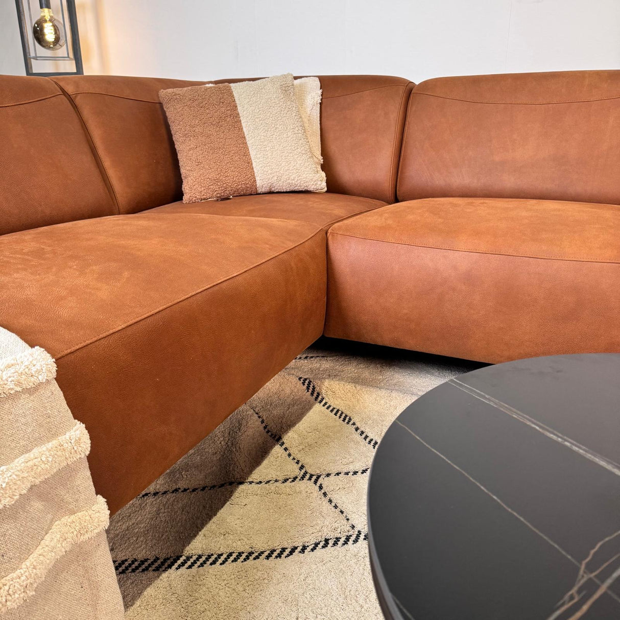 Ecksofa Cognac robust Eco-Leder Barin - rechts