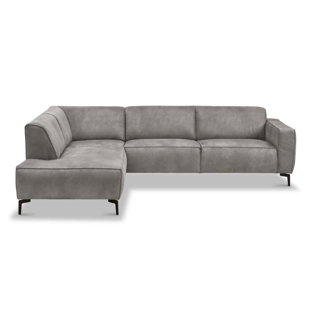Industrielles Ecksofa aus anthrazitfarbenem Öko-Leder Brisbane – links