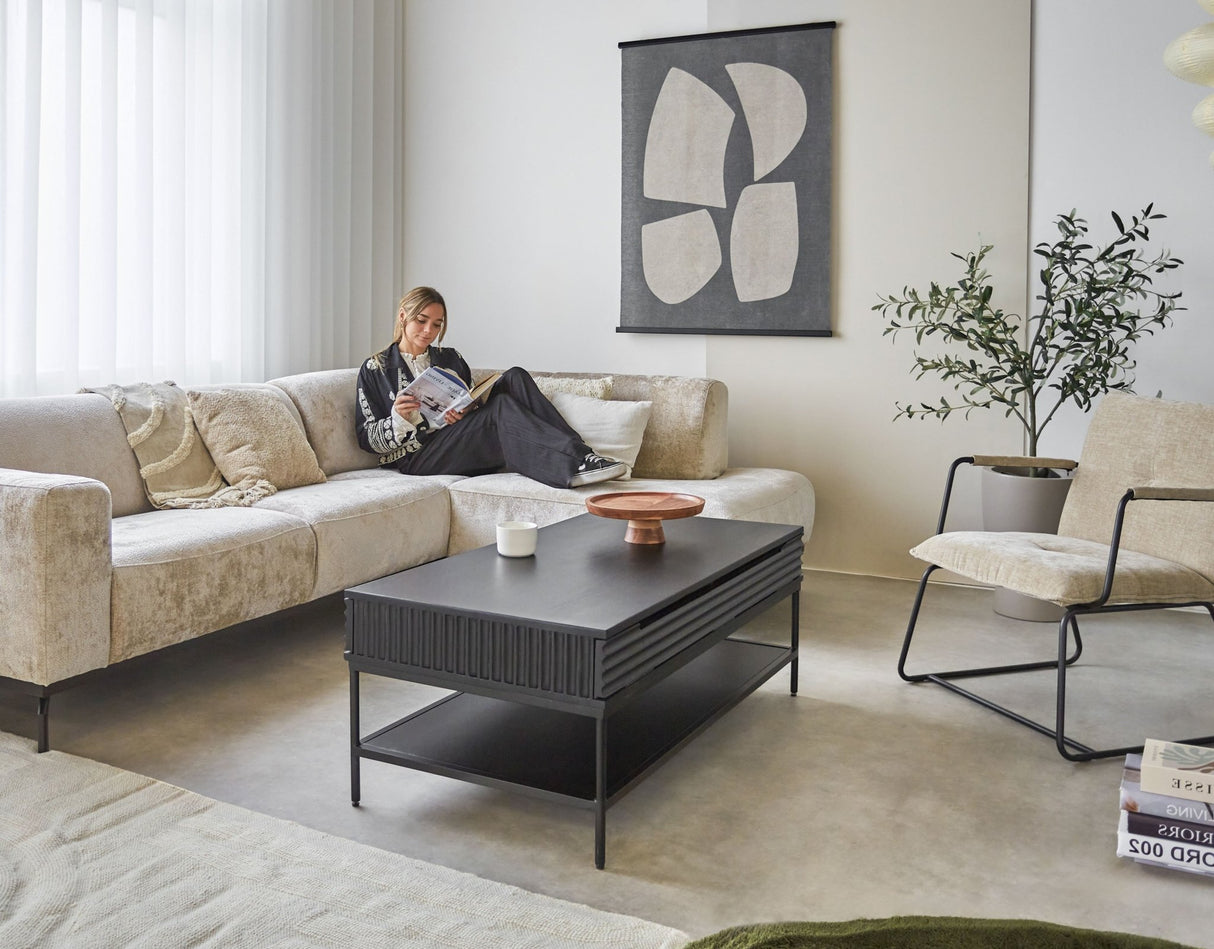 Ecksofa mit hohen Beinen beige Samt Chloe - rechts