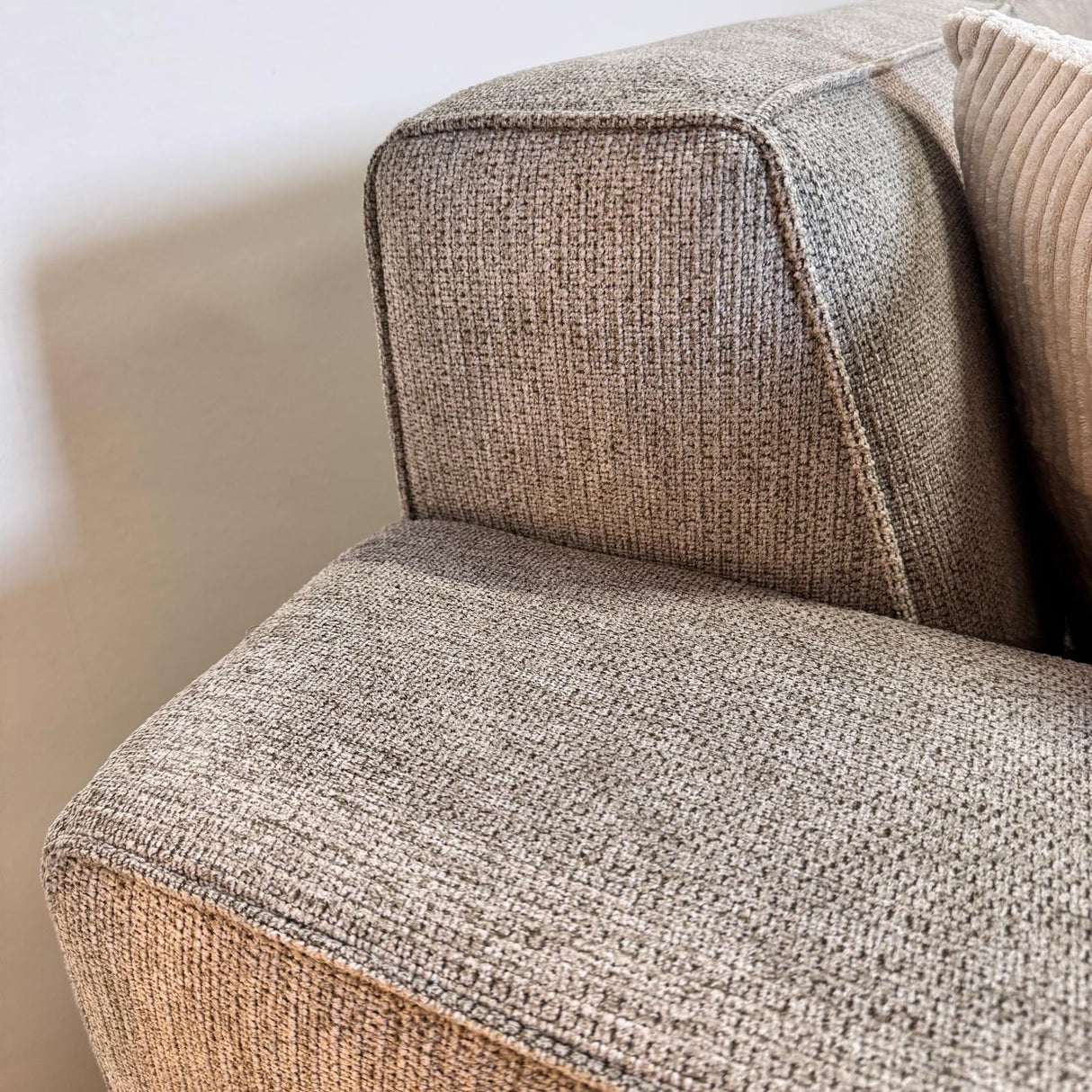 Ecksofa grau Chenille gemustert Ravi – rechts