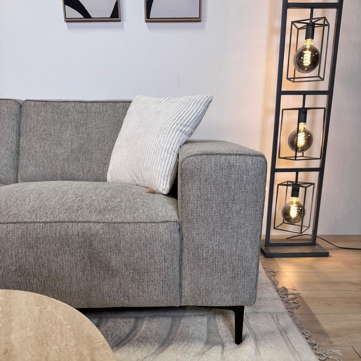 Ecksofa grau Chenille gemarkt Ravi – Links