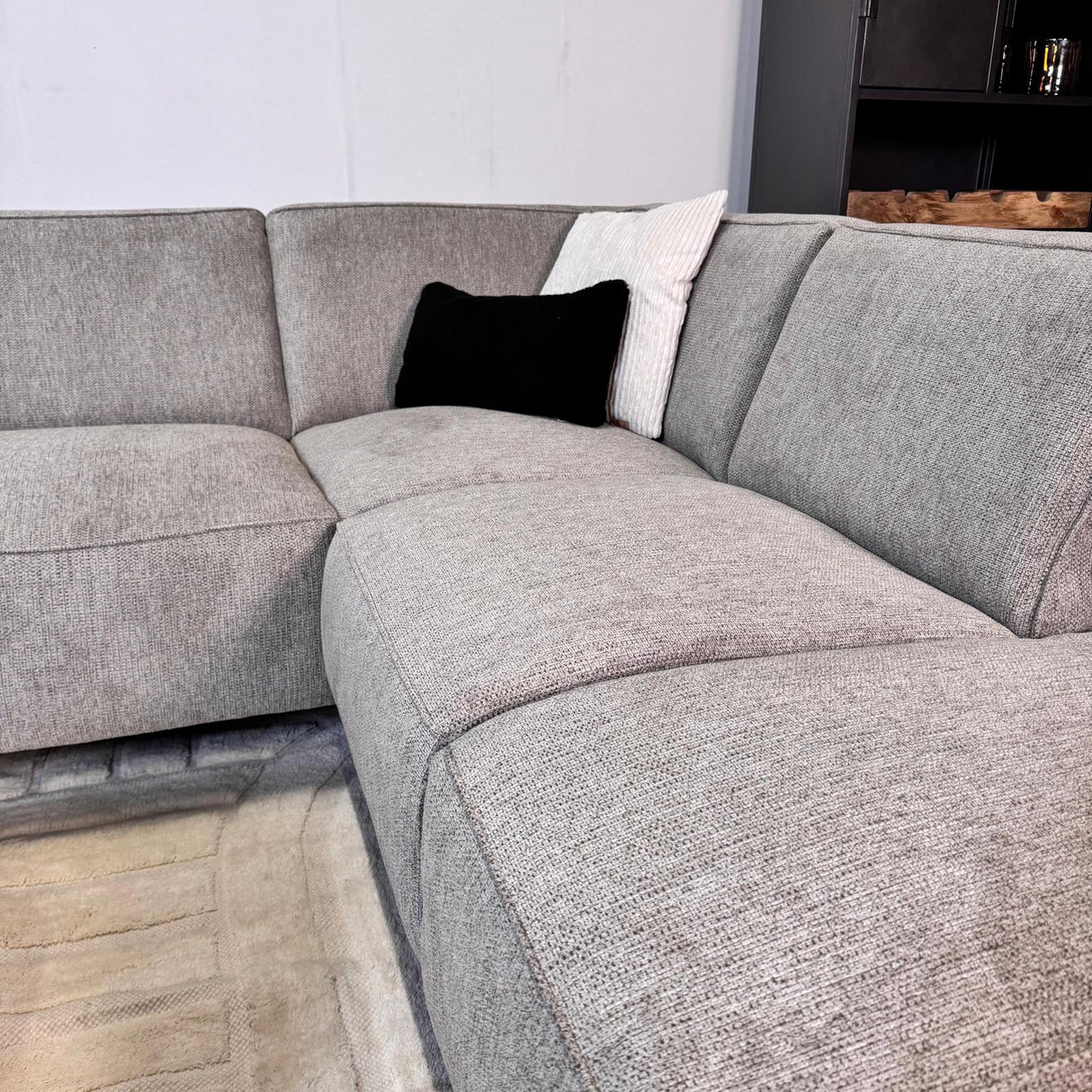 Ecksofa grau Chenille gemarkt Ravi – Links