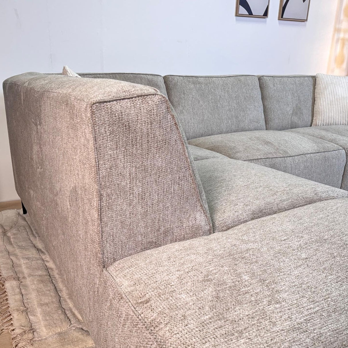 Ecksofa Grauer Chenille-melierter Ravi – Links