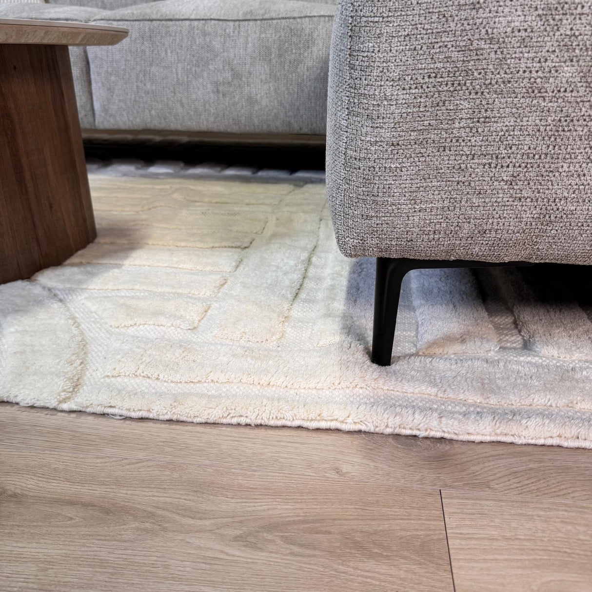 Ecksofa grau Chenille gemustert Ravi – rechts