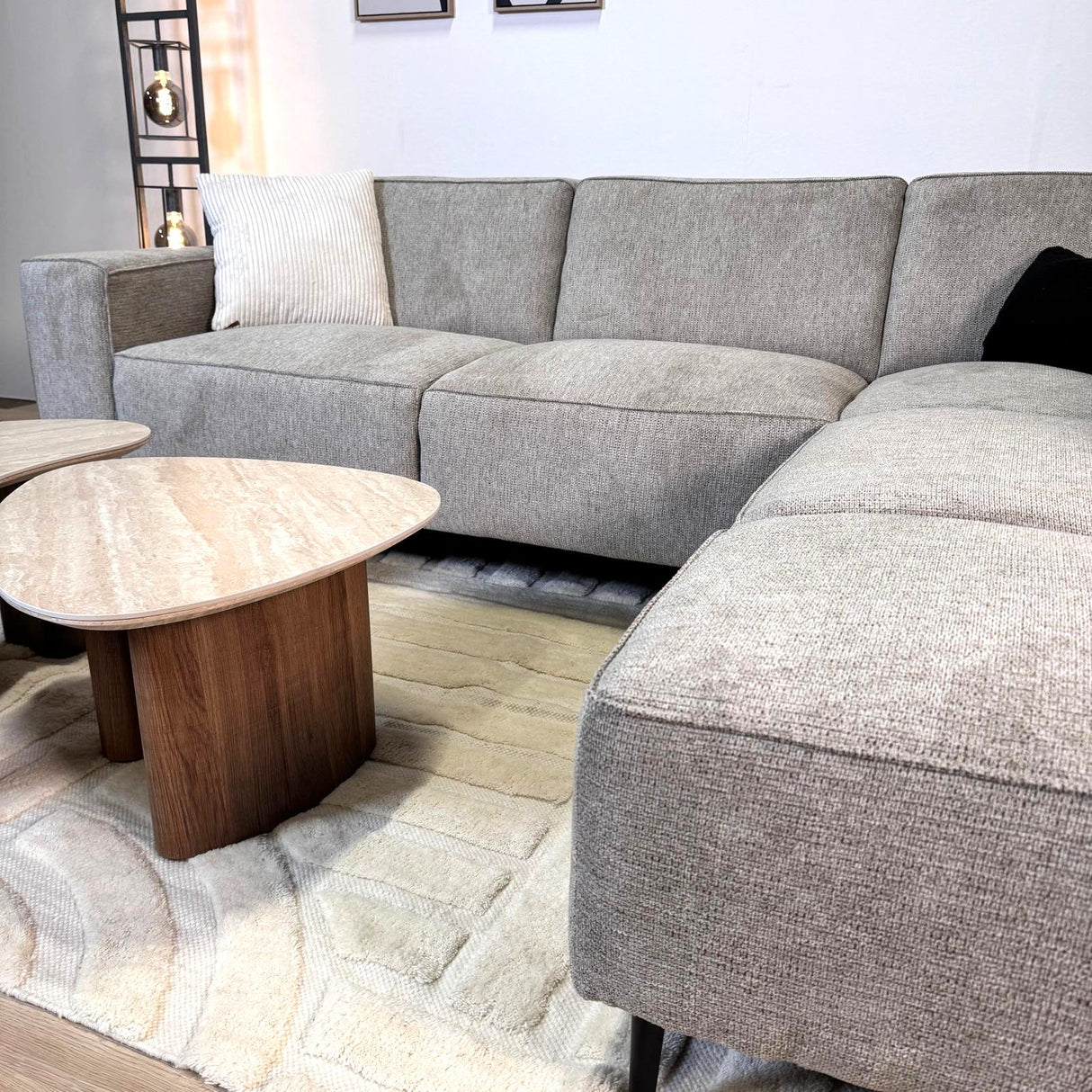 Ecksofa grau Chenille gemarkt Ravi – Links