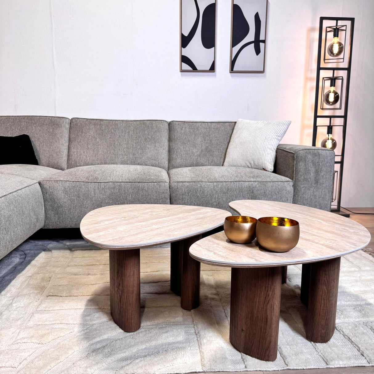 Ecksofa Grauer Chenille-melierter Ravi – Links
