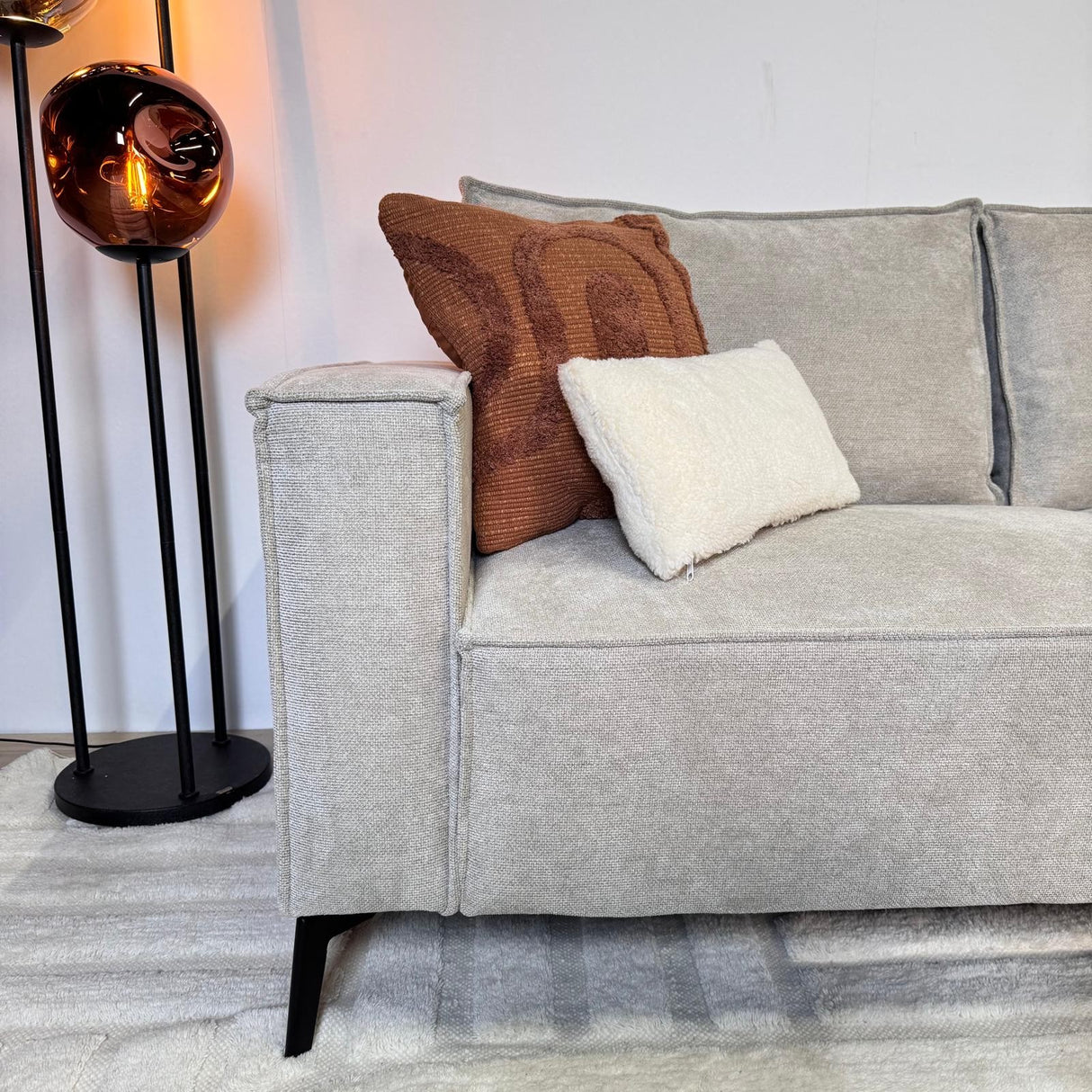 Ecksofa mit Chaiselongue aus beige Chenille Yara - rechts