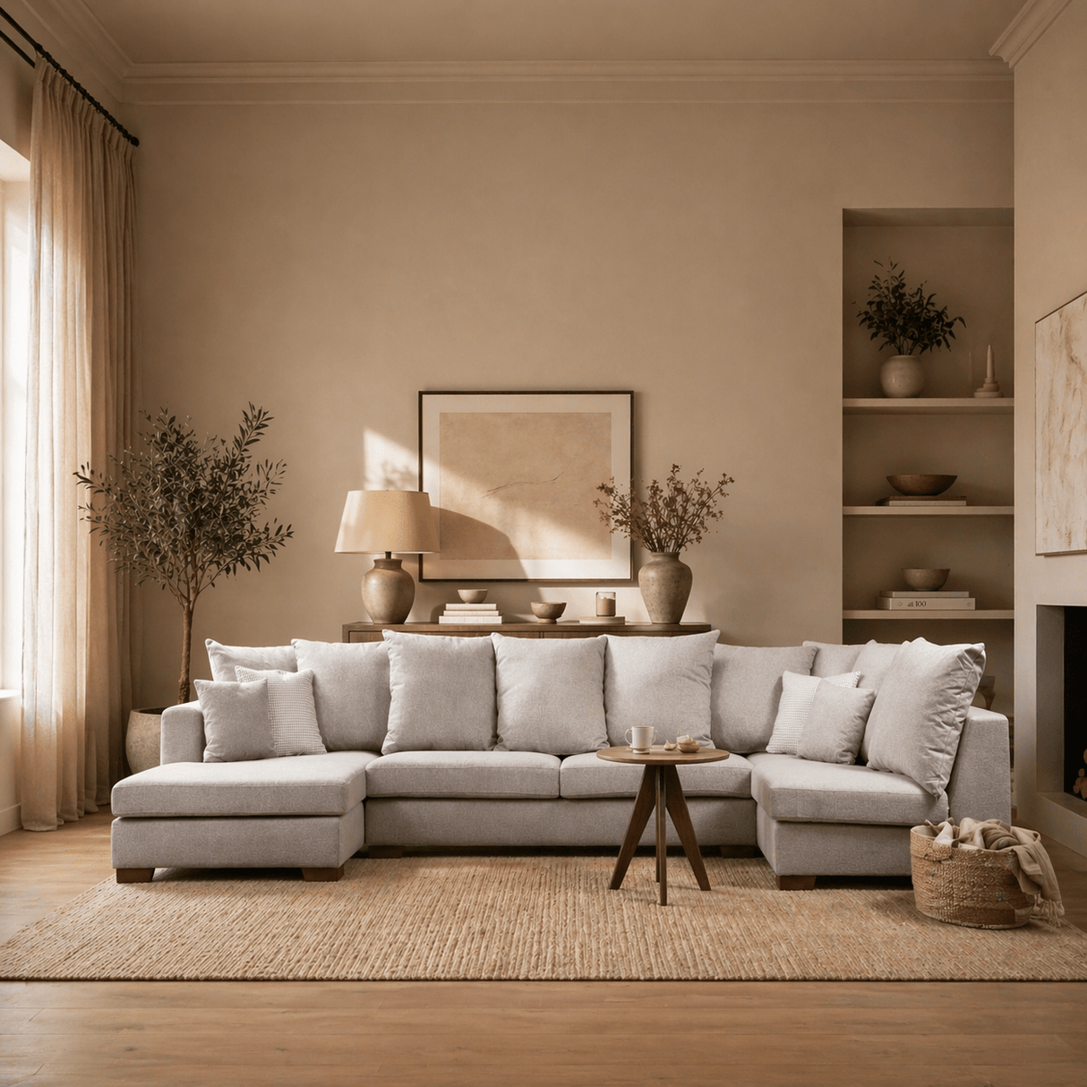 Ecksofa beige U-Form – Polyester – 380 cm – Colorado