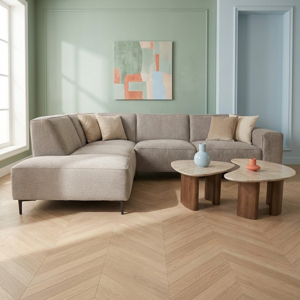 Ecksofa Grauer Chenille-melierter Ravi – Links