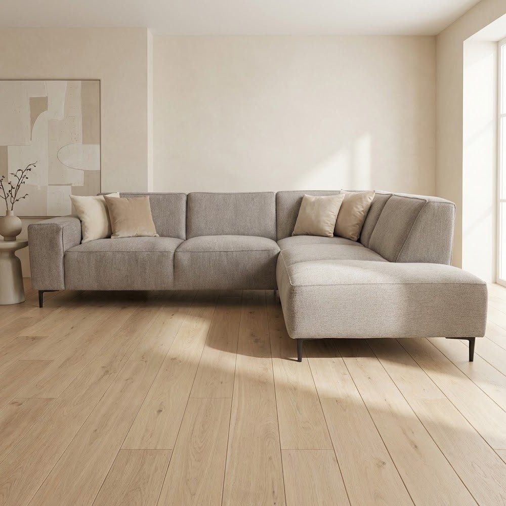Ecksofa grau Chenille gemustert Ravi – rechts